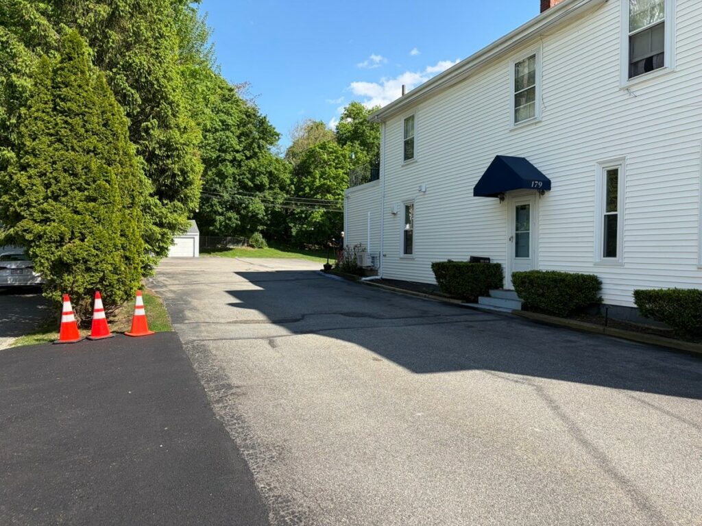 Commercial Parking Lot Sealcoating at Costello Funeral Home in Winchester MA